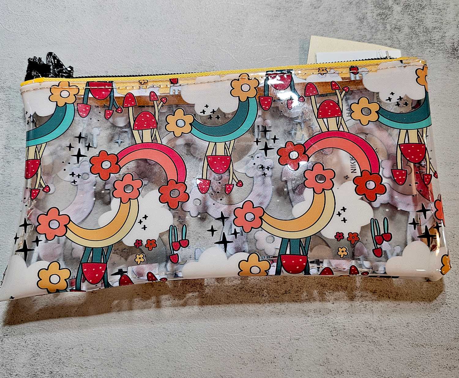 Clear Mushroom/Rainbow zipper pouch